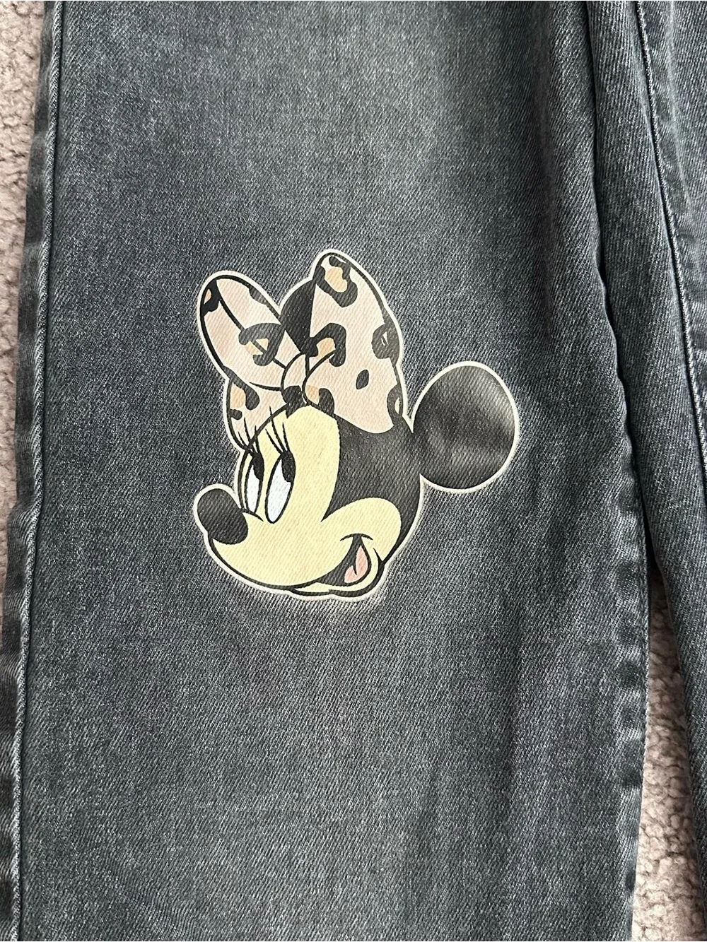 Disney Minnie Mouse Charcoal Gray Straight Denim Jeans Girls 10